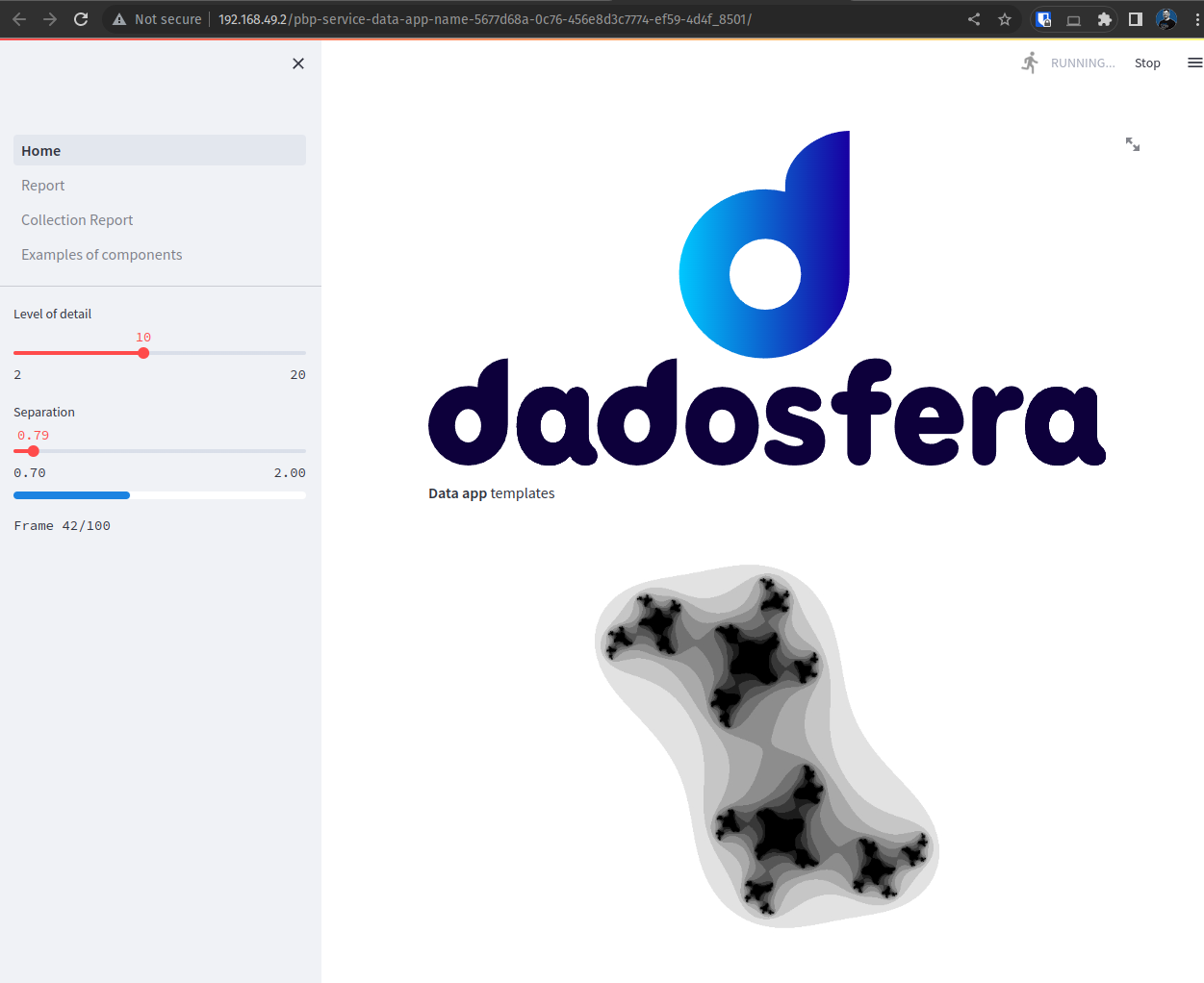 Streamlit Data App running