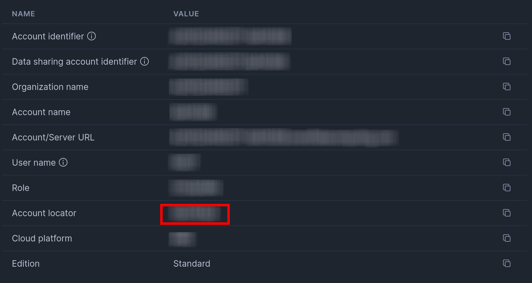 Snowflake account locator