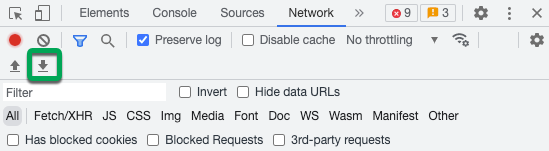 Export HAR option in Chrome