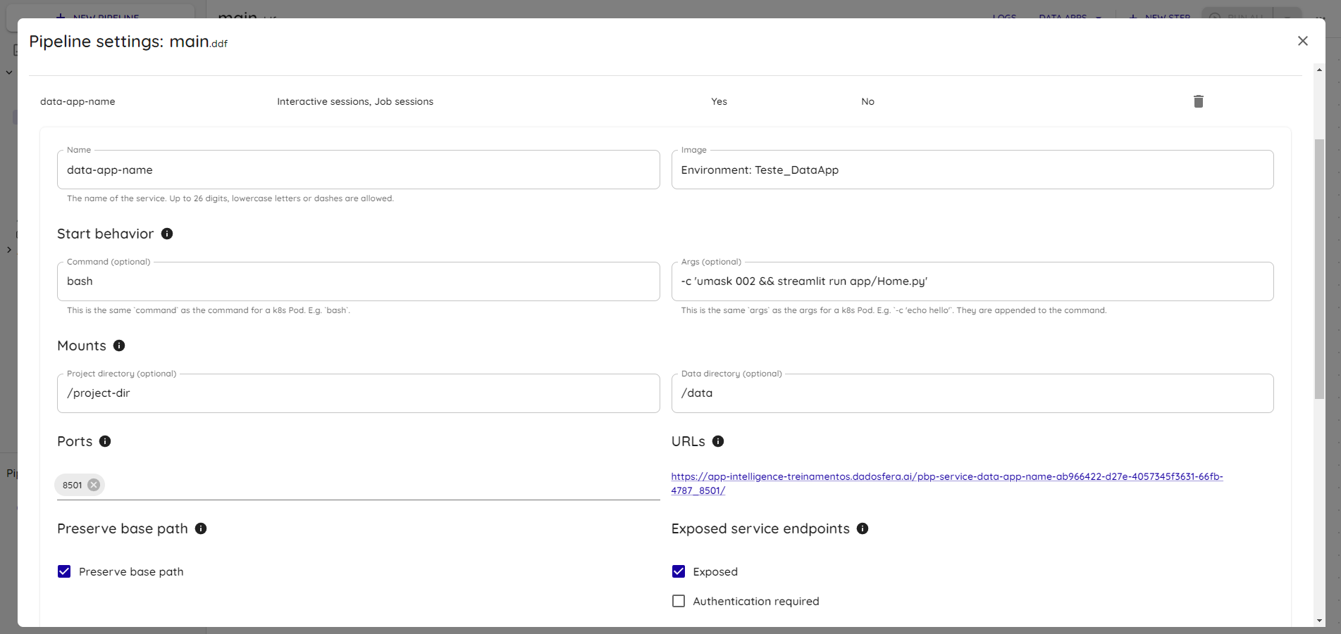 Streamlit args configuration