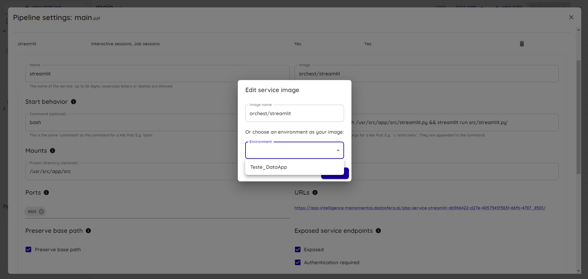 Selecting the environment image